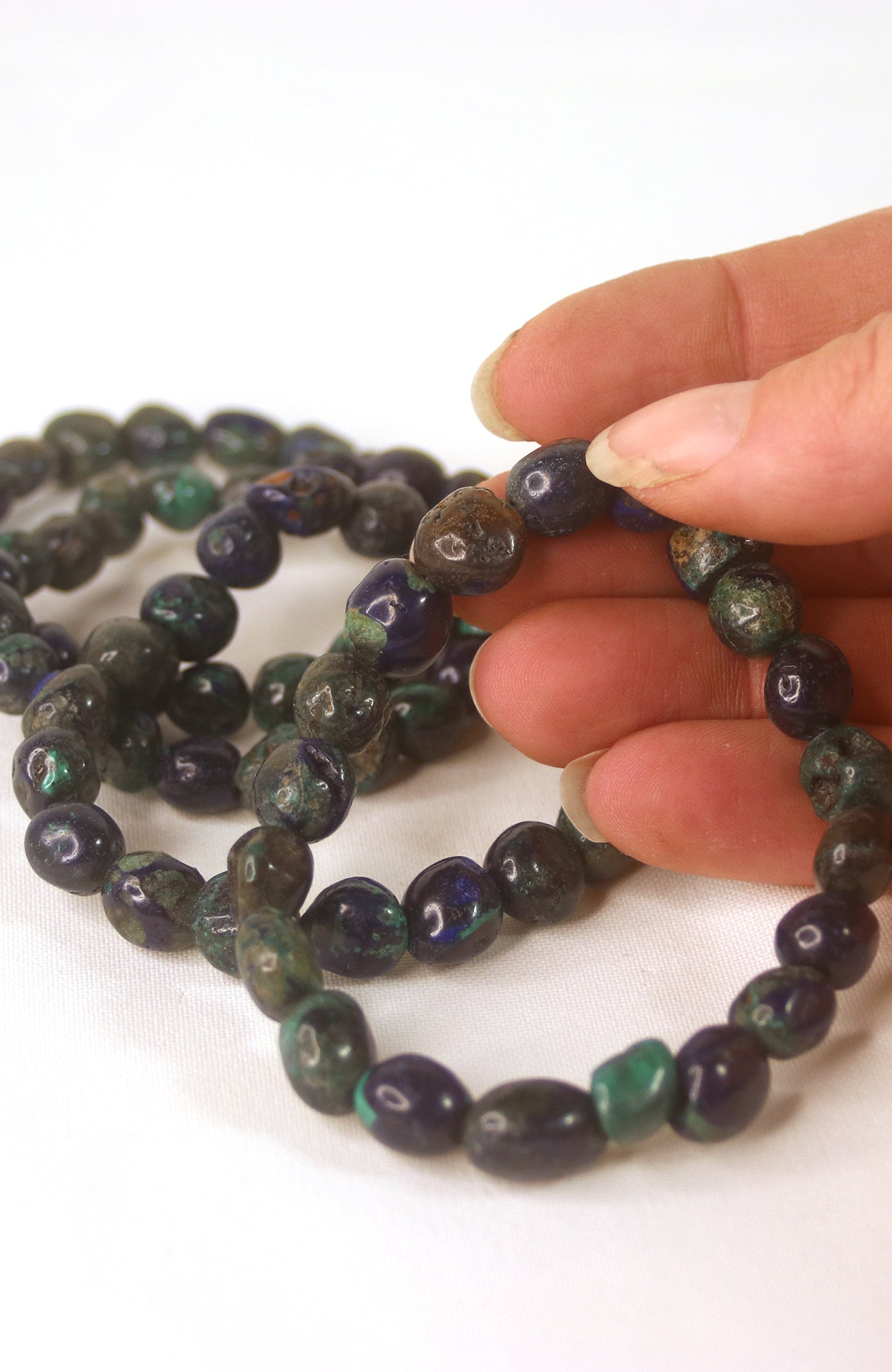 Azurite Malachite 8-10mm Nugget  Bracelet